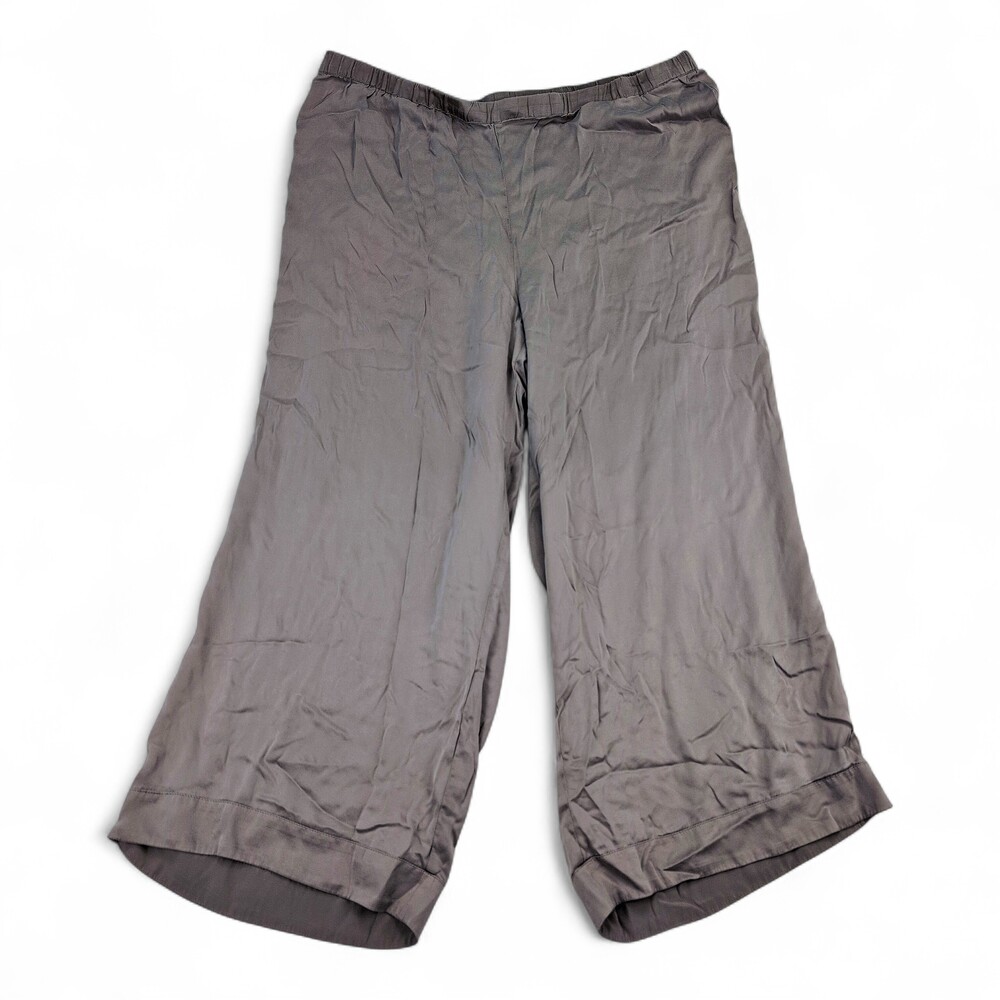 Haven Silk‎ Wide-Leg Crop Pants L Gray Elastic Waist